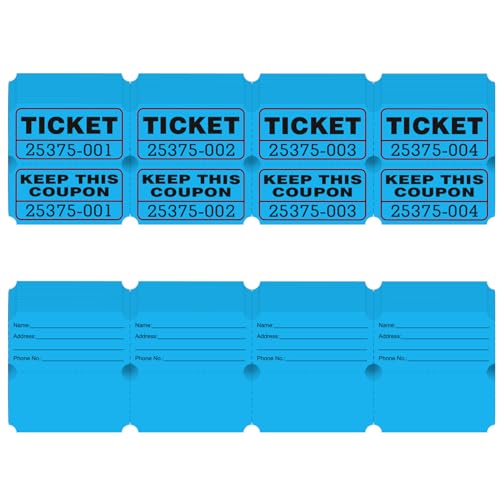DGBDPACK Blue 200 Double Raffle Tickets - size: 200-Blue