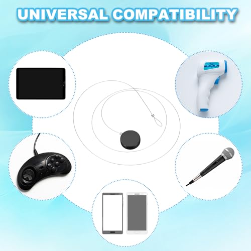 PATIKIL 5 Ft Retractable Remote Control Tether, 2 Pcs Round Security Cable Lanyard Lock with Double Sided Adhesive for TV Remote Control Gaming Controller, White(Lock Buckles) - color: White, size: 5 Ft