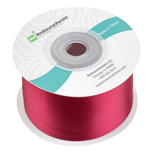 Restaurantware Red Satin Ribbon - 1 Roll - 1.5 Inch Wide x 10 Yards - Single Face Gift Wrapping Ribbon With Smooth Texture - Polyester Wedding Ribbon - Sherry Red - color: Burgundy, size: 1 1/2", style: 1 count