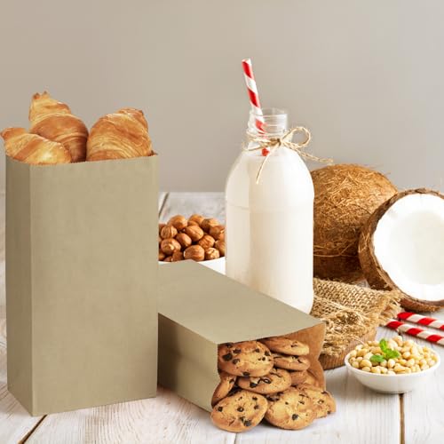 BagDream Brown Paper Lunch Bags #4 Kraft Paper Bags 500 Bulk Pack - color: Brown