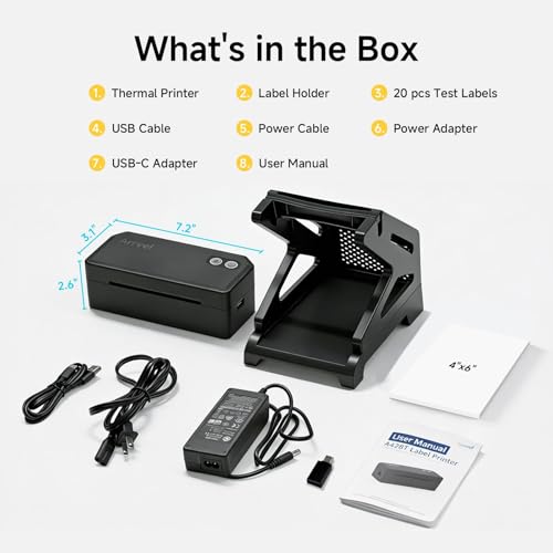 Bluetooth Thermal Label Printer w/ Stand, 4x6 Shipping Label Printer - color: Black