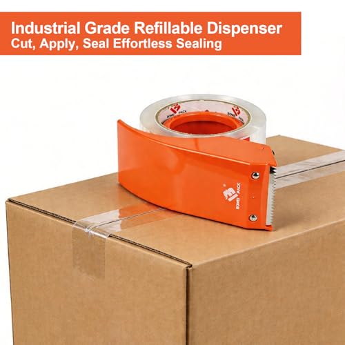 BOMEI PACK Heavy Duty Packing Tape with Dispenser 1.88'' x 66 YDs, Clear Box Tape for Packaging Shipping Moving Storage and Mailing, Strong Package Tape 3 Rolls + 1 Dispenser, Total 198 YDs