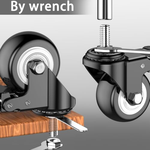 2 Inch Caster Wheels 3/8" Threaded Stem Casters Set of 4 Heavy Duty - color: Black+White-3/8"-16x1", size: 2 Inch