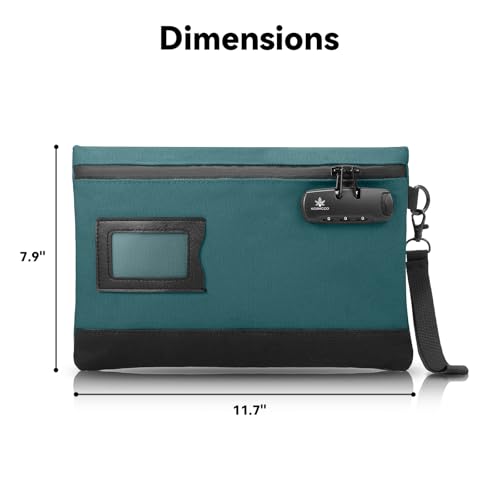 KOSMCCO Money Bag with Lock, 11.8 x 7.9 Inches Durable Canvas Cash Pouch Bank Bag for Cash, Passports, Notary Supplies, Medicine, Valuable Storage, Cyan - color: Cyan