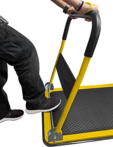 Heavy Duty Foldable Push Cart Dolly | 330 lbs. Capacity | Upgraded Collapsible Hand Truck Folding Platform with Swivel Wheels | Flat Bed Moving Wagon | Space Saving Push Handle (Yellow) - color: Yellow, 330 Lbs. Capacity