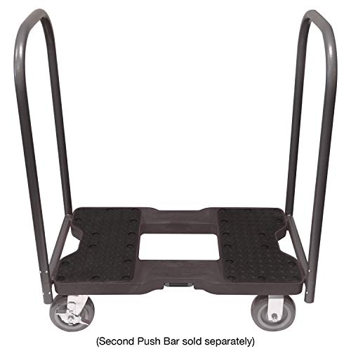 SNAP-LOC 1800 LB Super-Duty Push CART Dolly Black with Steel Frame, 6 inch Casters, Push Bar and Optional E-Strap Attachment - style: Push Cart Dolly, Black