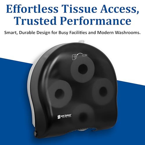 San Jamar Classic Carousel Tissue Dispenser with 4-Stations that hold 4 Rolls for Public Restrooms, Black Pearl