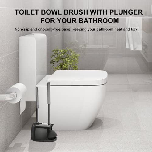 SetSail Toilet Brush and Plunger Set, Semi-Hidden Toilet Plungers, Black - color: Black, size: 1 pack