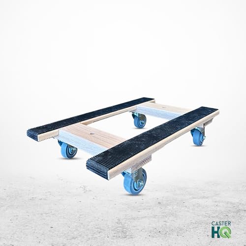 CasterHQ Solid Oak Furniture Dolly 2 Pack, 18" x 30" H-Frame, 1,000 lb Capacity Each, 3.5" Non-Marking Wheels, Non-Slip Rubber Deck, Made in USA, Commercial Moving and Warehouse Dolly Set - size: 18"x30" Dolly 2-Pack