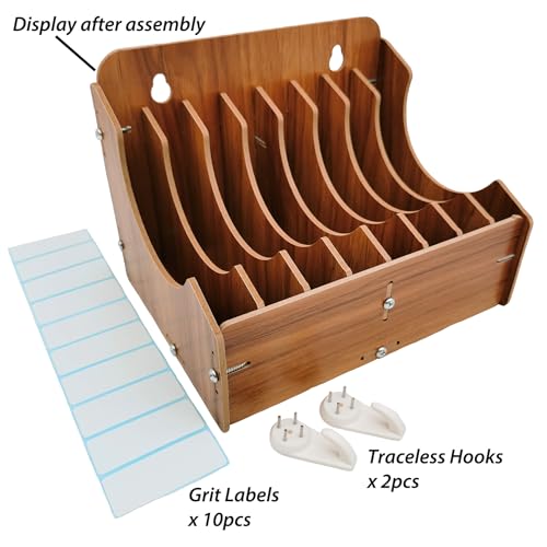 Sandpaper Organizer 5" Inch Sanding Discs, 8-Slot Sanding Disc Storage Holder with Grit Labels, Upgraded Thickened Wooden Sandpaper Storage Rack for Sander Pads, Woodworking Tools, Excluding Sandpaper - style: 5 Inch
