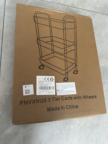 3-Tier Rolling Cart, Metal Utility Storage Carts with Wheels,White - color: White