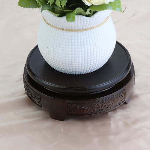 Wooden Display Stand Base Round Wood Carved Craft Pedestal, 4" x 4" - size: Round, 4" x 4"
