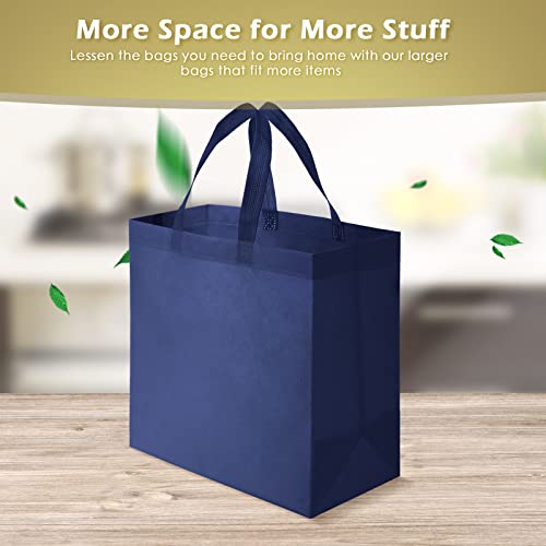 Reginary 100 PCS Non Woven Tote Bags Bulk,Navy Blue - color: Navy Blue