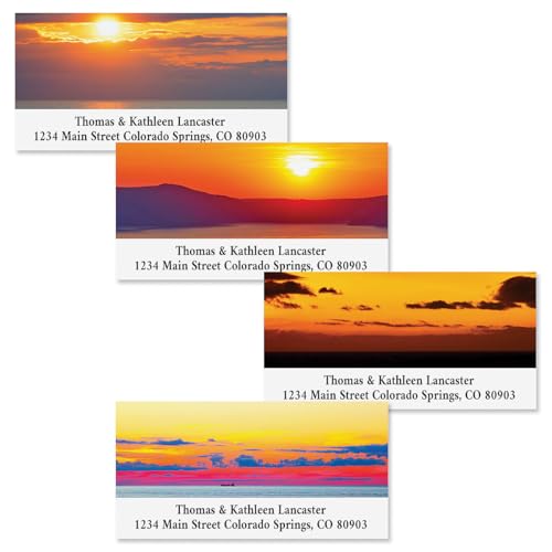 Sea Sunset Personalized Address Labels - Set of 144 (4 Designs), Self-Adhesive, Flat-Sheet Labels, By Colorful Images - style: Sea Sunset