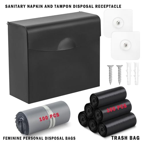 Sanitary Napkin Disposal Receptacle,9.4x7.8x3.5 inches Black - color: Black