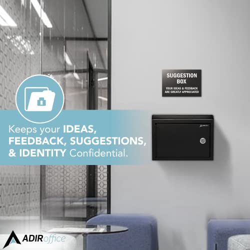 Adir Suggestion Box with Slot and Lock - Drop Box with Lock, Cash Dropbox - 9.8x7.5x3.4 Inches Wall Mount Donation Box - Metal Deposit Box in Black - color: Black