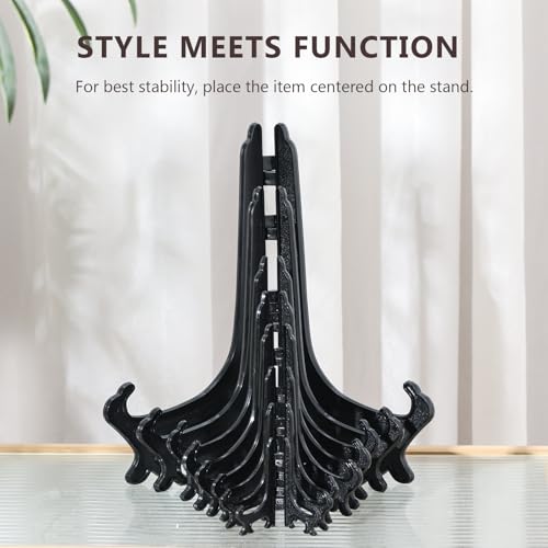 Artliving 7 Inch Black 12pcs/Set Plastic Easels Plate Display Stands Picture Frame Stand Holder - color: Black, size: 7 inch (12 pack)