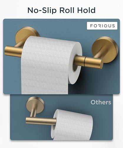 FORIOUS Commercial Toilet Paper Holder Wall Mount Bathroom Tissue Holder - color: Brushed Gold
