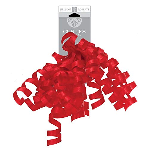 Jillson Roberts 6-Count Self-Adhesive Grosgrain Curly Bows Available in 15 Colors, Lipstick Red - color: Lipstick Red