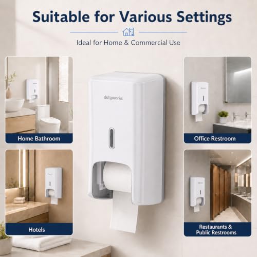 Toilet Paper Dispenser Wall Mount, Dual Roll, White - color: White