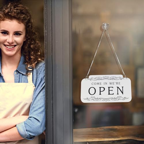 Open and Closed Business Sign Plastic Signboards Double Sided Reversible Open and Closed Hanging Sign for Store Restaurant Club Cafe Hotel