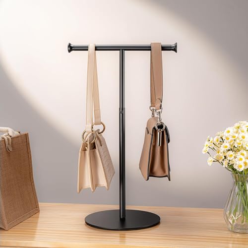 niffgaff T Bar Adjustable Purse Display Stand for Lanyard, Long Necklace, Jewelry, Black - color: Black