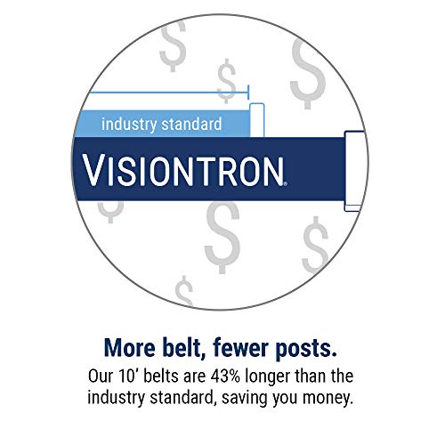 Commercial-Grade Stanchion 2-Pack by Visiontron – RETRACTA-Belt Prime (Model P100PS1) 10’ Retractable Belt Barrier - Heavy Base Crowd Control Barrier (Polished Stainless Steel w/Yellow Belt) - color: Polished Stainless Steel Post w/ Yellow Belt