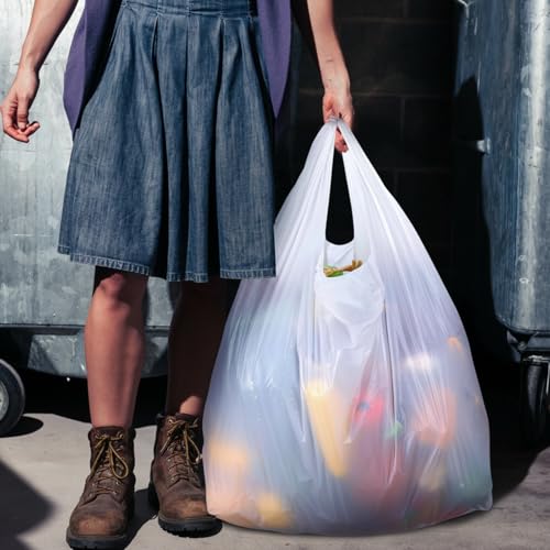 Kisston Jumbo Size Plastic T Shirt Bags, 28" X 17", White, 400 Count - color: White, size: 28" x 17"