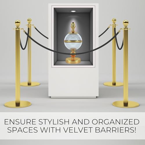 4 PCS Black Velvet Rope - 5 Ft Black Velvet Rope for Parties Crowd Queue Line for Ceremonies Safe Control Hanging Stanchion Tape - color: Black + Gold