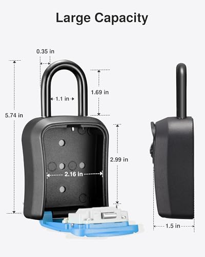 Puroma Key Lock Box Outdoor 4 Digit Code Combination Lockbox House, 1 Blue - color: Blue