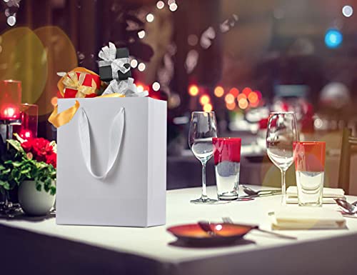 HUAPRINT Small Paper Gift Bags with Handles, White, 20 Pack, 7x4x9 IN - color: White, size: 7x4x9 Inch (Pack of 20)