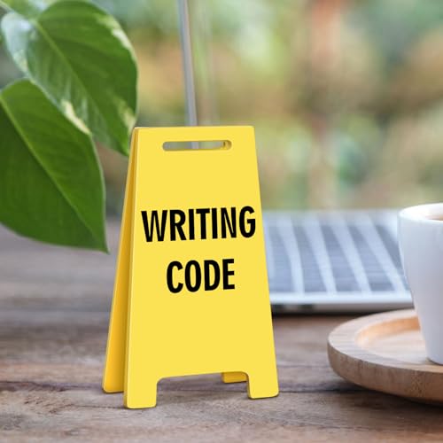 Funny Office Desk Accessories Decor WRITING CODE Acrylic Mini Floor Do Not Disturb Sign Funny Cute Gag Office Decorations Gifts for Work Women - style: WRITING CODE