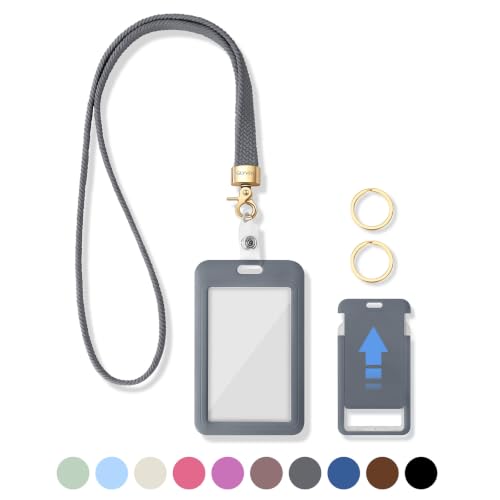 Cute Lanyard for ID Badges Keys & Card Holders (Grey) - color: Grey