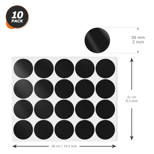 Black Round Stickers 2 Inch Waterproof Vinyl Coding Labels 200 PCS - color: Black