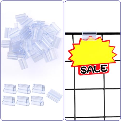 DLUGOPIS 50 Pack Gridwall Sign Holder Clip Grid Display Card Holder Grip Gridwall Accessories For Wire Rack 1*0.4*0.65inch - size: 50 1×0.4×0.65inch