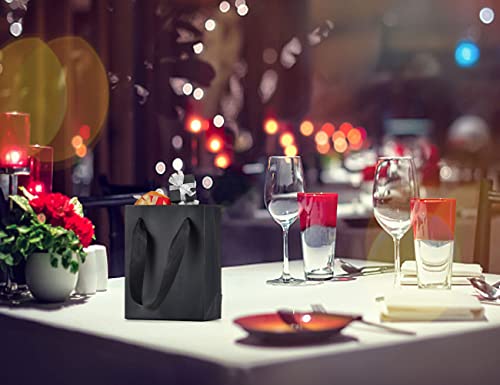 HUAPRINT Small Black Gift Bags with Handles, 30 Pack, 6x3x7.5 IN - style: 6Lx3Dx7.5H(Vertical,Pack of 30)