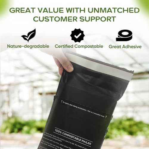 Biodegradable Poly Mailers 6x9, Compostable Shipping Bags 50pk - size: S, 50 Pack