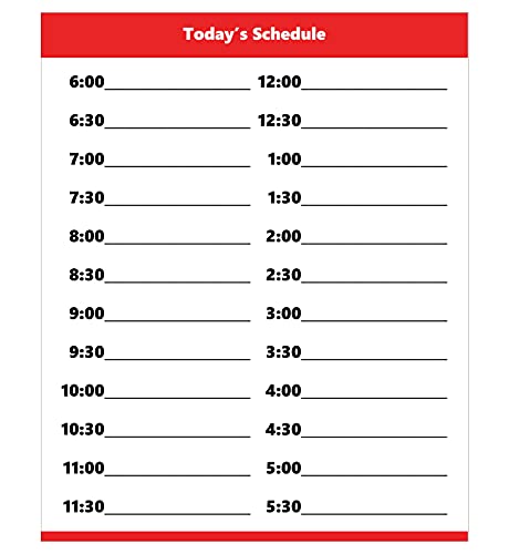 Dry Erase Hourly Schedule Magnet (Standard Clock) by DCM Solutions (Red, 8.5" W x 10.5" H) - color: Red