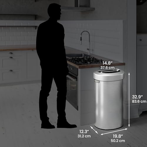 iTouchless 23 Gallon / 87 L Stainless Steel Open Trash Can/Recycle Bin - color: Silver 23 Gal Semi-Round