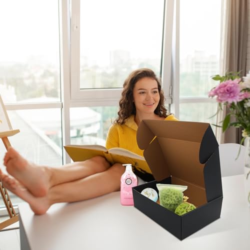 13x9x4 inch Black Shipping Boxes Set of 20, Corrugated Cardboard Mailer Box - size: 13x9 x4 Inches-20pack