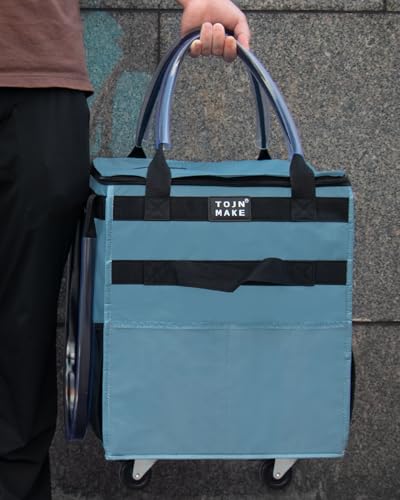 Reusable Grocery Bag on Wheels, Rolling Tote, 46 LBS, Small - color: Blue, size: Small