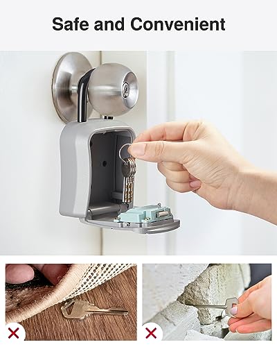 Puroma Key Lock Box Outdoor 4 Digit Code Combination Lockbox House 1 Silver - color: Silver