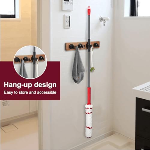 KeFanta Self Wringing Twist Mop, Easy Wringing Mop with 57 " Long Handle - color: Red (1 Handle & 1 Mop Head)