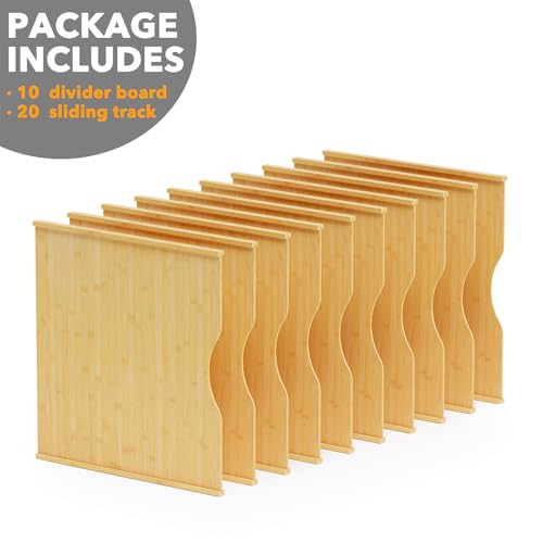 SpaceAid 10 Pack Tray Dividers for Cabinets, Bamboo Kitchen Cookie Baking Sheet Organizer for Cabinet, Vertical Pan and Trays Organizers for Pantry Storage - size: 10 Pack (23.5"D x 23.7"H)