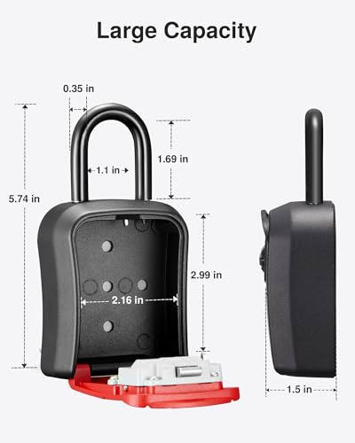 Puroma Key Lock Box Outdoor 4 Digit Code Combination Lockbox House, 1 Red - color: Red
