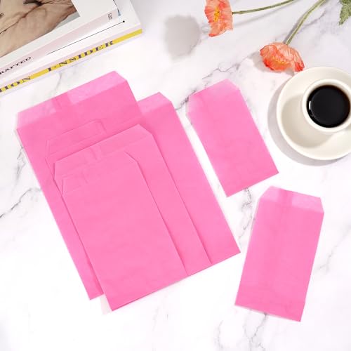 Quotidian Hot Pink Flat Greaseproof Paper Bags 5x7 in, 100 Count - color: Hot Pink