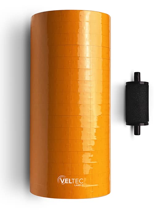 Veltec Premium Pricing Labels for Monarch 1110 Price Gun, 16 Rolls, 17,000 Labels, Ink Roller Included (Orange) - color: Orange