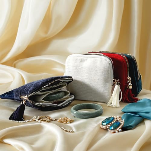 Stratalife Small Travel Jewelry Case, Velvet Storgae Pouch - color: Light Pink