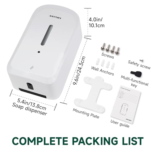 anydry Commercial Automatic Soap Dispenser 34oz Large Capacity Wall-Mounted - color: White