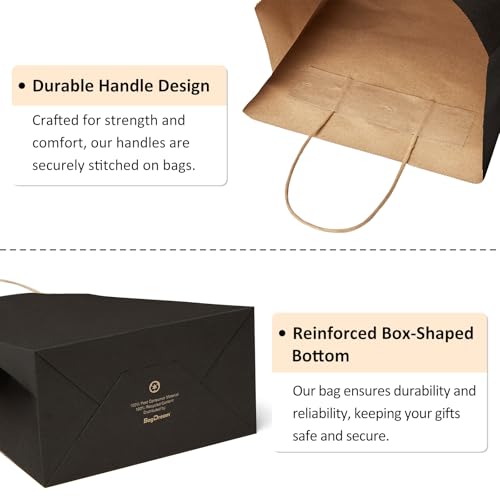 BagDream Kraft Paper Bags with Handles 10x5x13 Inch Black 25 Pack - color: Black, size: 25 Count (Pack of 1)